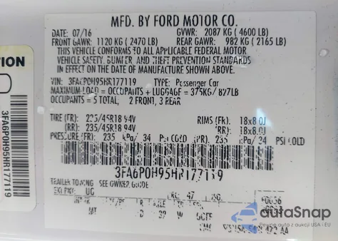 2017 Ford Fusion Se из США, поврежденный, VIN 3FA6P0H95HR177119